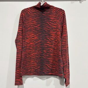 Kenzo x HM Womens Top Size 10 Red Tiger Zebra Print Wool Blend Streetwear 21338